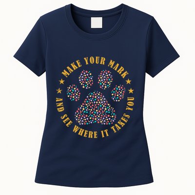 Make Your Mark Dot Day Paw Print Womens T-Shirt