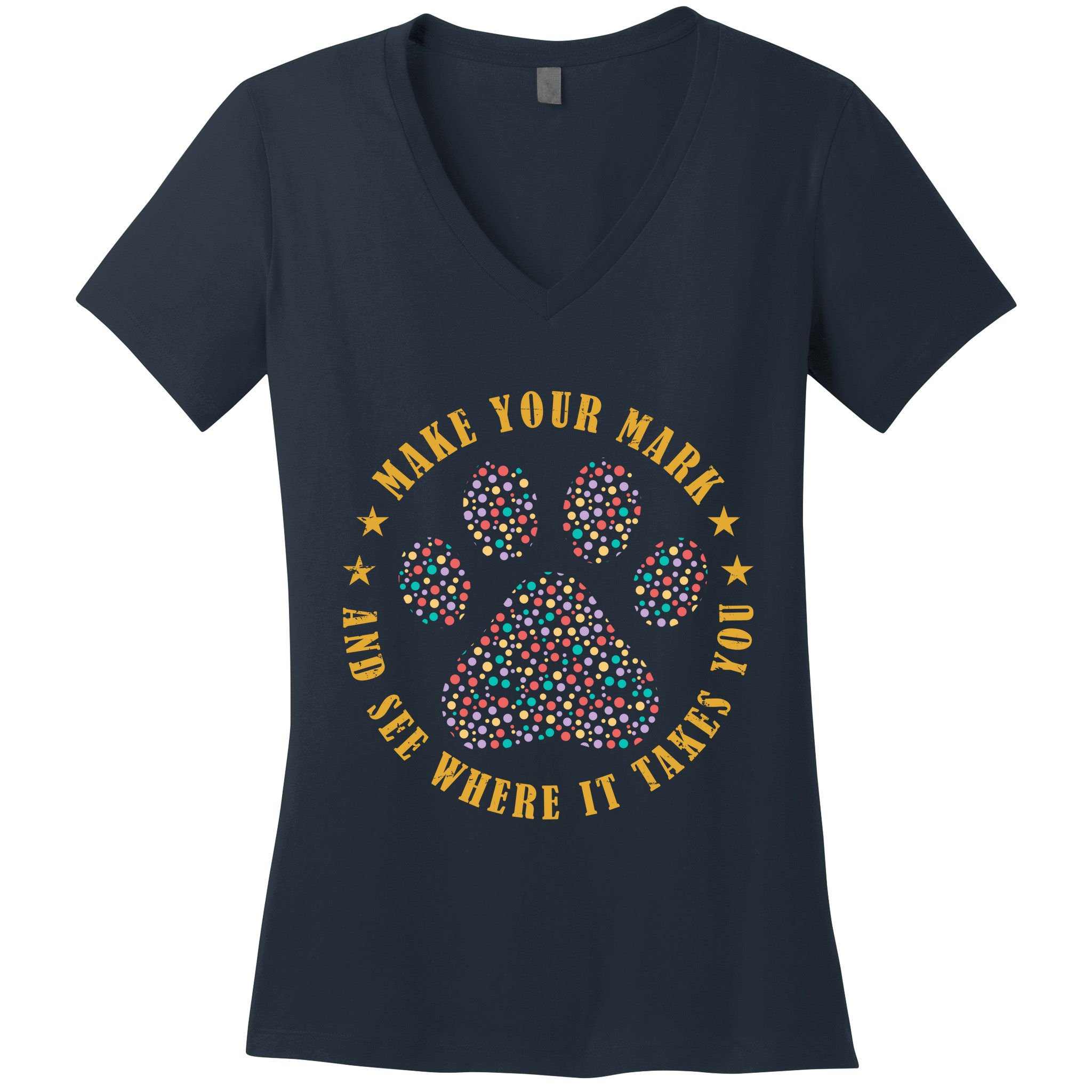 Make Your Mark Dot Day Paw Print Women's V-Neck T-Shirt