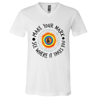 Make Your Mark International Dot Day Colorful V-Neck T-Shirt