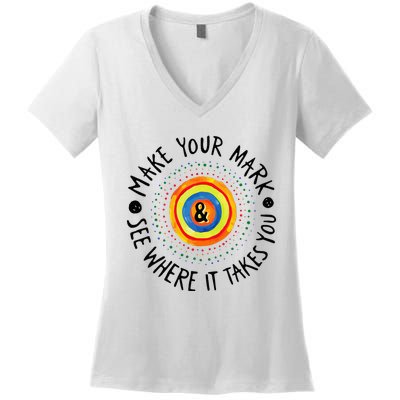 Make Your Mark International Dot Day Colorful Women's V-Neck T-Shirt