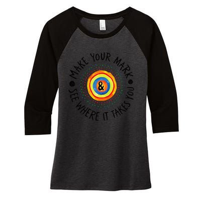 Make Your Mark International Dot Day Colorful Women's Tri-Blend 3/4-Sleeve Raglan Shirt