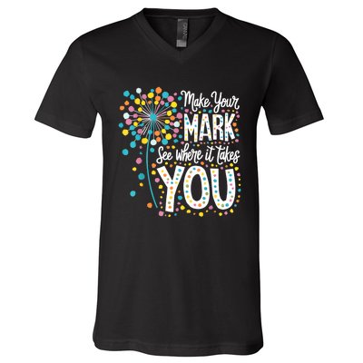 Make Your Mark Happy Dot Day 2024 Dandelion V-Neck T-Shirt