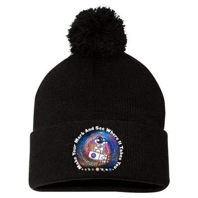 Mark Your Mark And See Where It Takes You International Dot Day Space Astronaut Pom Pom 12in Knit Beanie