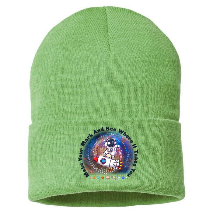 Mark Your Mark And See Where It Takes You International Dot Day Space Astronaut Sustainable Knit Beanie