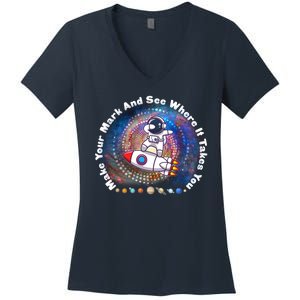 Mark Your Mark And See Where It Takes You International Dot Day Space Astronaut Women's V-Neck T-Shirt