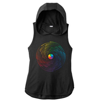 Make Your Mark International Dot Day Rainbow Polka Dot Swirl Ladies PosiCharge Tri-Blend Wicking Draft Hoodie Tank