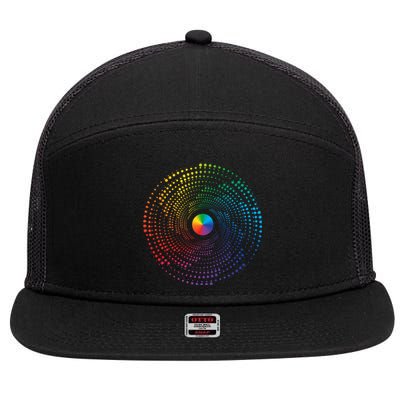 Make Your Mark International Dot Day Rainbow Polka Dot Swirl 7 Panel Mesh Trucker Snapback Hat