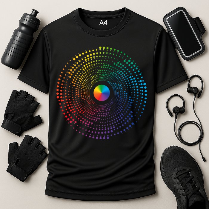 Make Your Mark International Dot Day Rainbow Polka Dot Swirl Performance Shirt