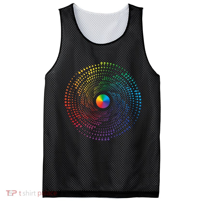 Make Your Mark International Dot Day Rainbow Polka Dot Swirl Mesh Reversible Basketball Jersey Tank