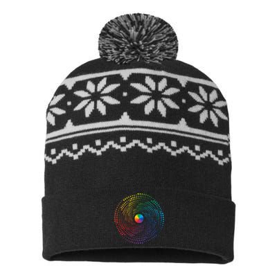 Make Your Mark International Dot Day Rainbow Polka Dot Swirl USA-Made Snowflake Beanie