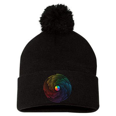 Make Your Mark International Dot Day Rainbow Polka Dot Swirl Pom Pom 12in Knit Beanie