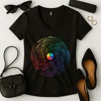 Make Your Mark International Dot Day Rainbow Polka Dot Swirl Women's V-Neck T-Shirt