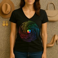 Make Your Mark International Dot Day Rainbow Polka Dot Swirl Women's V-Neck T-Shirt