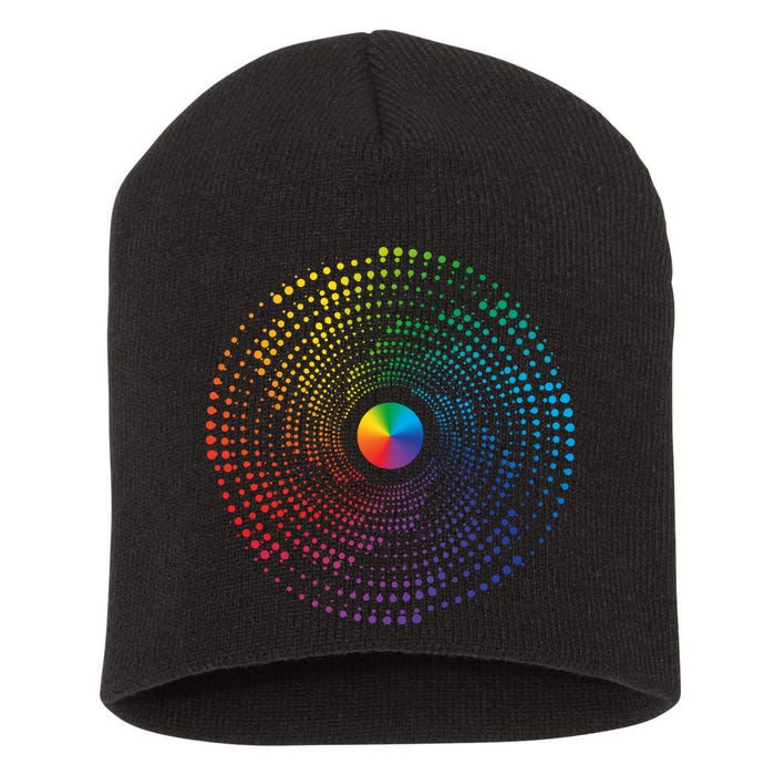 Make Your Mark International Dot Day Rainbow Polka Dot Swirl Short Acrylic Beanie