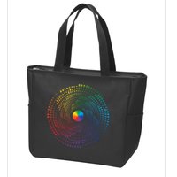 Make Your Mark International Dot Day Rainbow Polka Dot Swirl Zip Tote Bag
