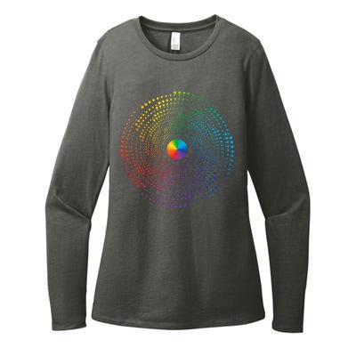 Make Your Mark International Dot Day Rainbow Polka Dot Swirl Womens CVC Long Sleeve Shirt