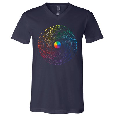 Make Your Mark International Dot Day Rainbow Polka Dot Swirl V-Neck T-Shirt