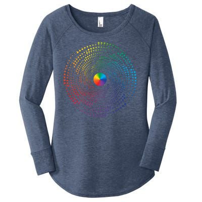 Make Your Mark International Dot Day Rainbow Polka Dot Swirl Women's Perfect Tri Tunic Long Sleeve Shirt