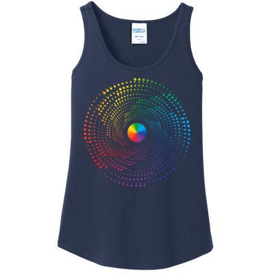 Make Your Mark International Dot Day Rainbow Polka Dot Swirl Ladies Essential Tank