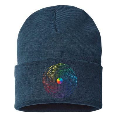 Make Your Mark International Dot Day Rainbow Polka Dot Swirl Sustainable Knit Beanie