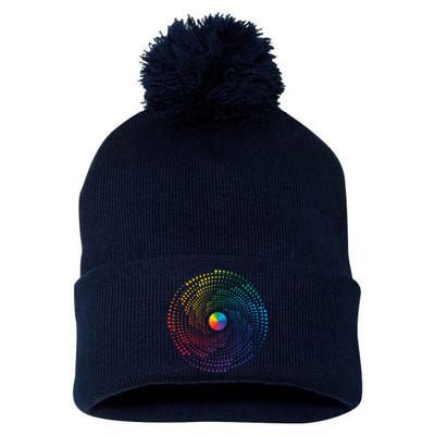 Make Your Mark International Dot Day Rainbow Polka Dot Swirl Pom Pom 12in Knit Beanie