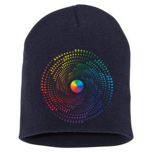 Make Your Mark International Dot Day Rainbow Polka Dot Swirl Short Acrylic Beanie