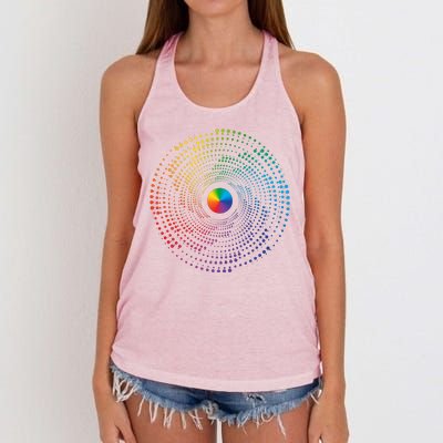 Make Your Mark International Dot Day Rainbow Polka Dot Swirl Women's Knotted Racerback Tank