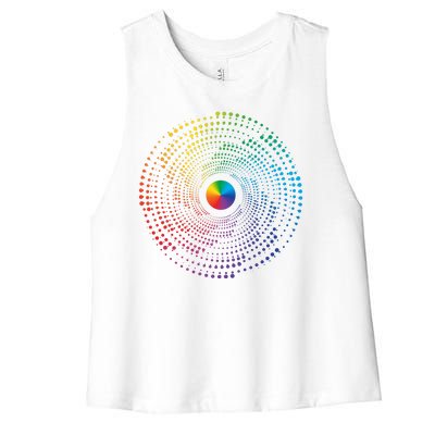 Make Your Mark International Dot Day Rainbow Polka Dot Swirl Women's Racerback Cropped Tank