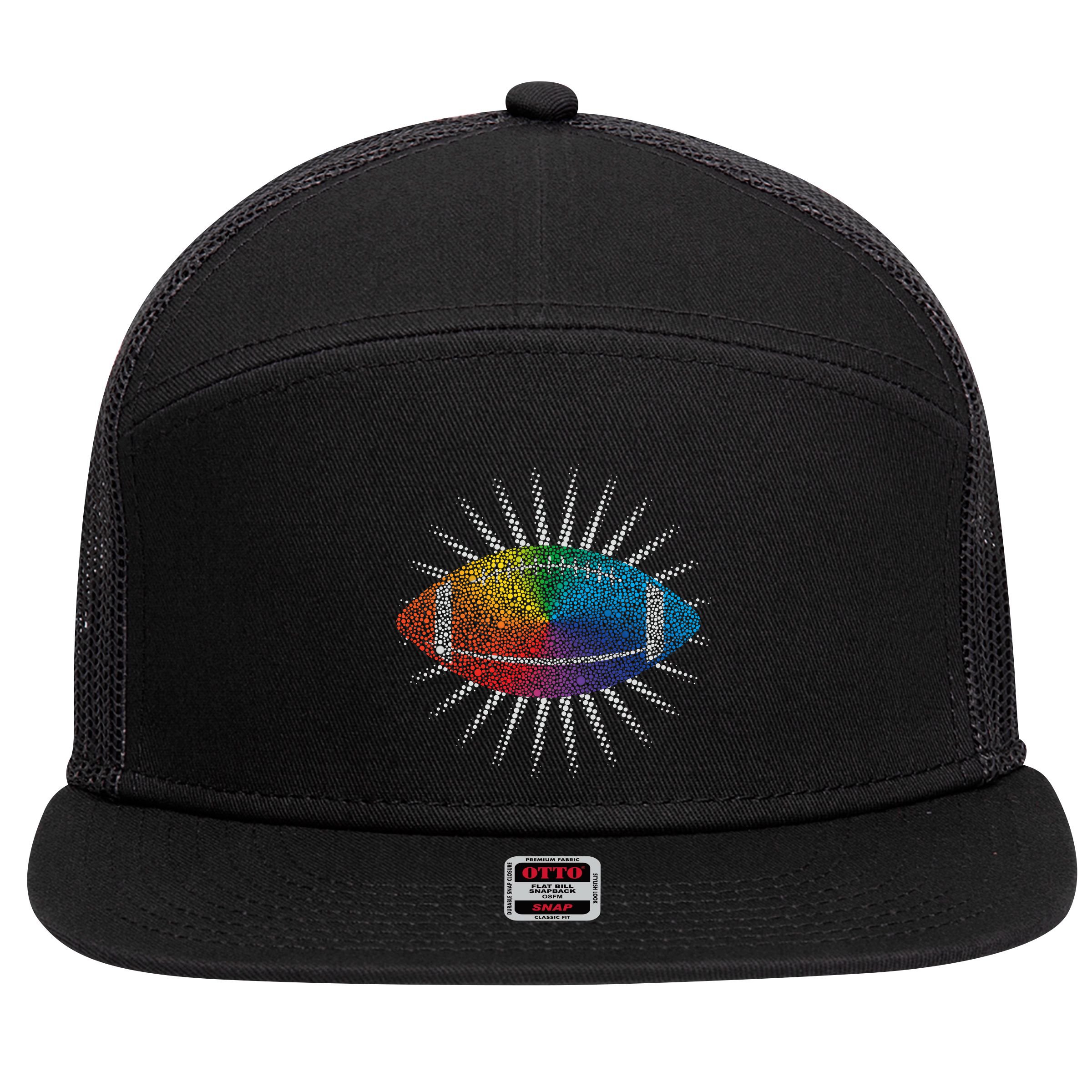 Make Your Mark International Dot Day Rainbow Football 7 Panel Mesh Trucker Snapback Hat