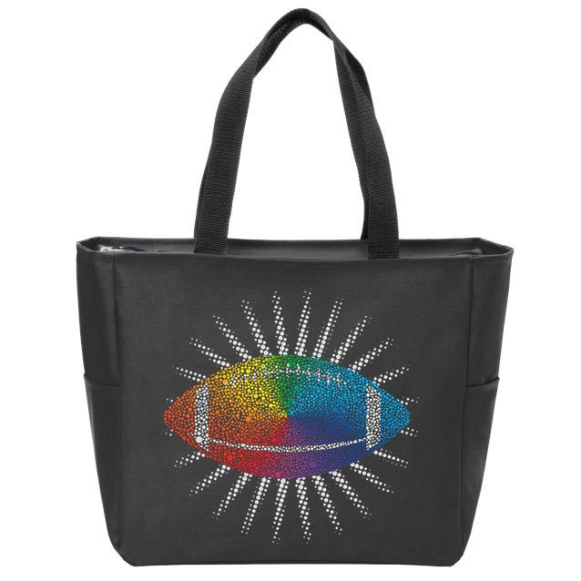 Make Your Mark International Dot Day Rainbow Football Zip Tote Bag