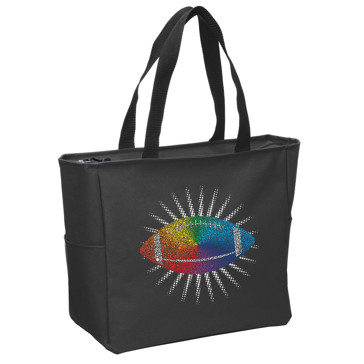 Make Your Mark International Dot Day Rainbow Football Zip Tote Bag