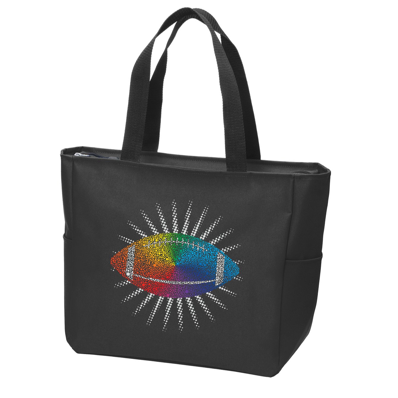 Make Your Mark International Dot Day Rainbow Football Zip Tote Bag