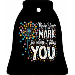 Make Your Mark Happy Dot Day 2024 Dandelion Ceramic Bell Ornament