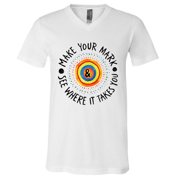 Make Your Mark International Dot Day Colorful V-Neck T-Shirt