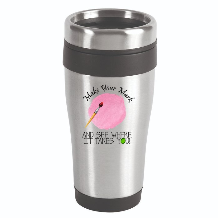 Make Your Mark And See Where It Takes You Dot Day Paint Brush 16oz Travel Tumbler
