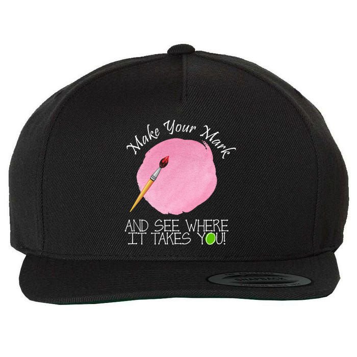 Make Your Mark And See Where It Takes You Dot Day Paint Brush Wool Snapback Cap
