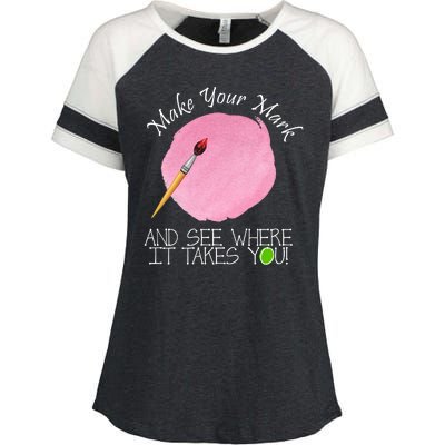 Make Your Mark And See Where It Takes You Dot Day Paint Brush Enza Ladies Jersey Colorblock Tee