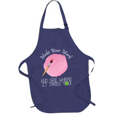 Make Your Mark And See Where It Takes You Dot Day Paint Brush Full-Length Apron With Pockets