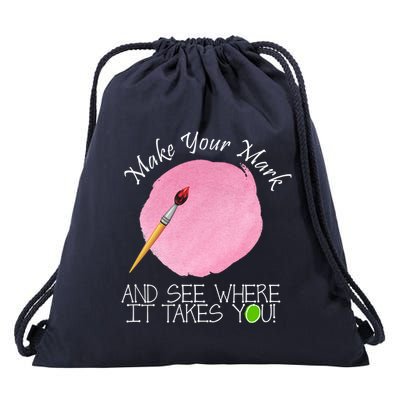 Make Your Mark And See Where It Takes You Dot Day Paint Brush Drawstring Bag