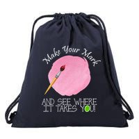 Make Your Mark And See Where It Takes You Dot Day Paint Brush Drawstring Bag