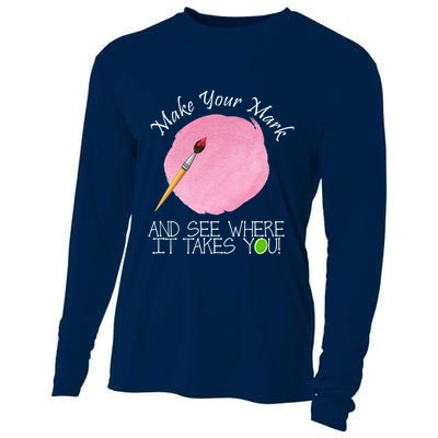 Make Your Mark And See Where It Takes You Dot Day Paint Brush Cooling Performance Long Sleeve Crew