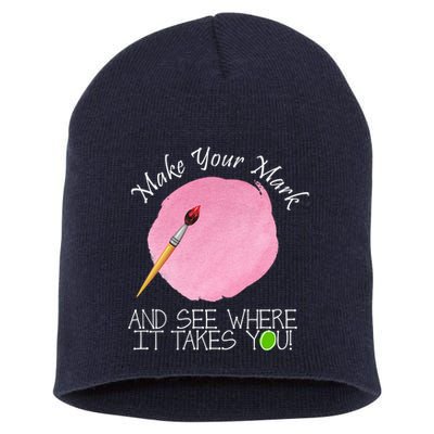 Make Your Mark And See Where It Takes You Dot Day Paint Brush Short Acrylic Beanie