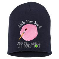 Make Your Mark And See Where It Takes You Dot Day Paint Brush Short Acrylic Beanie