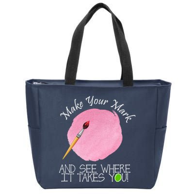 Make Your Mark And See Where It Takes You Dot Day Paint Brush Zip Tote Bag