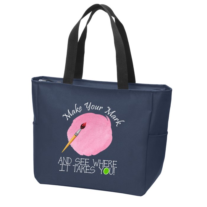 Make Your Mark And See Where It Takes You Dot Day Paint Brush Zip Tote Bag