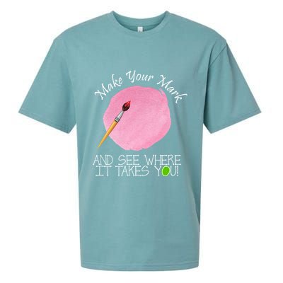 Make Your Mark And See Where It Takes You Dot Day Paint Brush Sueded Cloud Jersey T-Shirt