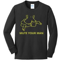 Mute Your Man Funny Kids Long Sleeve Shirt