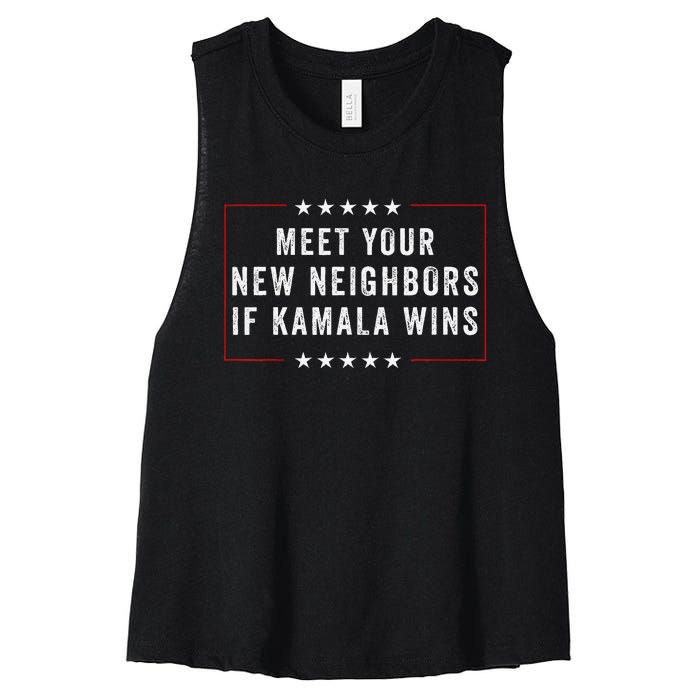 Meet Your New Neighbors If Kamala Wins Women's Racerback Cropped Tank