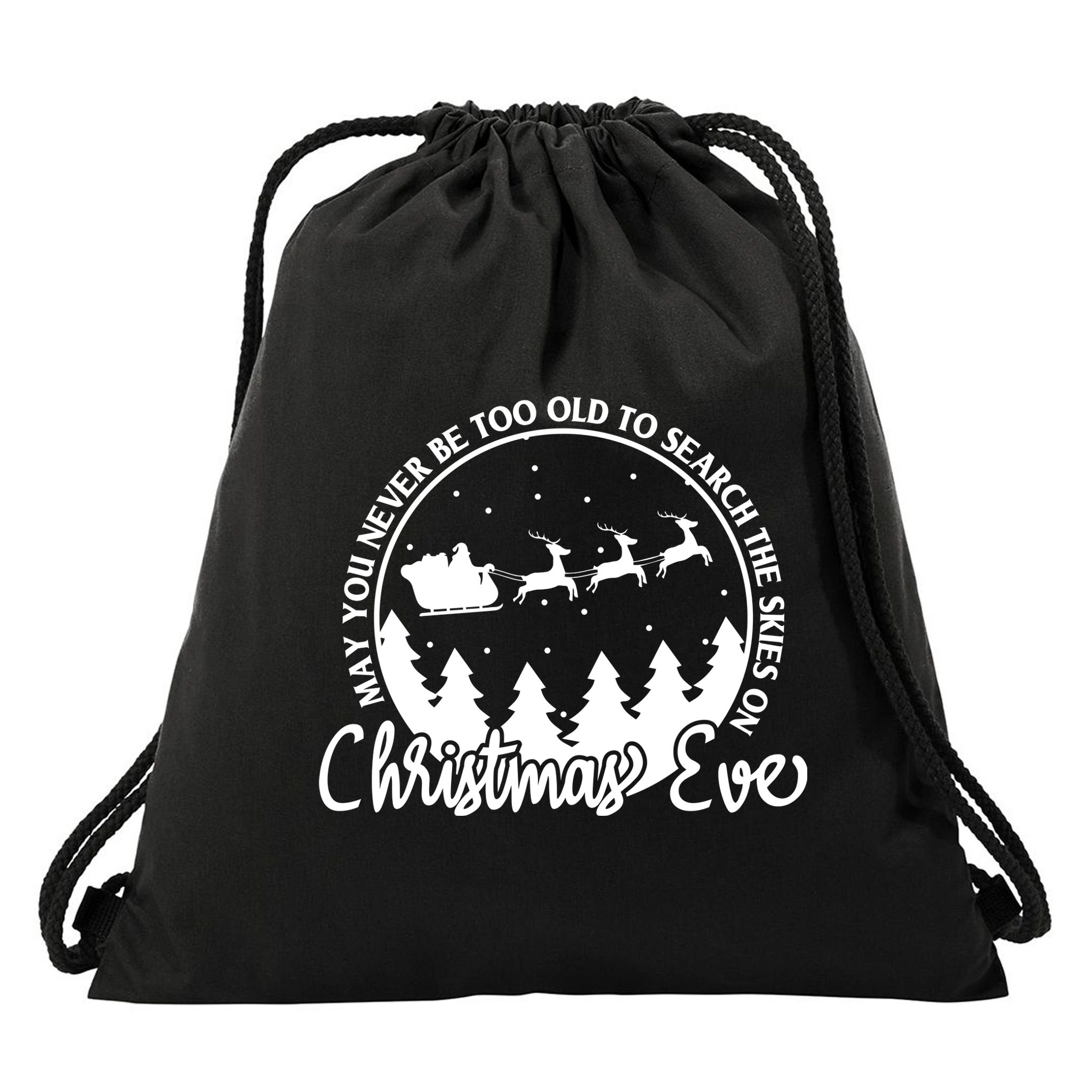 May You Never Be Too Old To Search The Skies On Christmas Eve Drawstring Bag