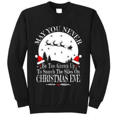 May You Never Be Too Grown Up Search The Skies Christmas Eve Long Sleeve Sweatshirt